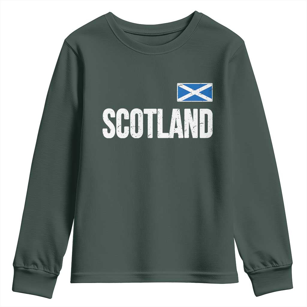 Scotland Saltire Flag Minimalist Athletic College Style Youth Sweatshirt TS02 Dark Forest Green Print Your Wear