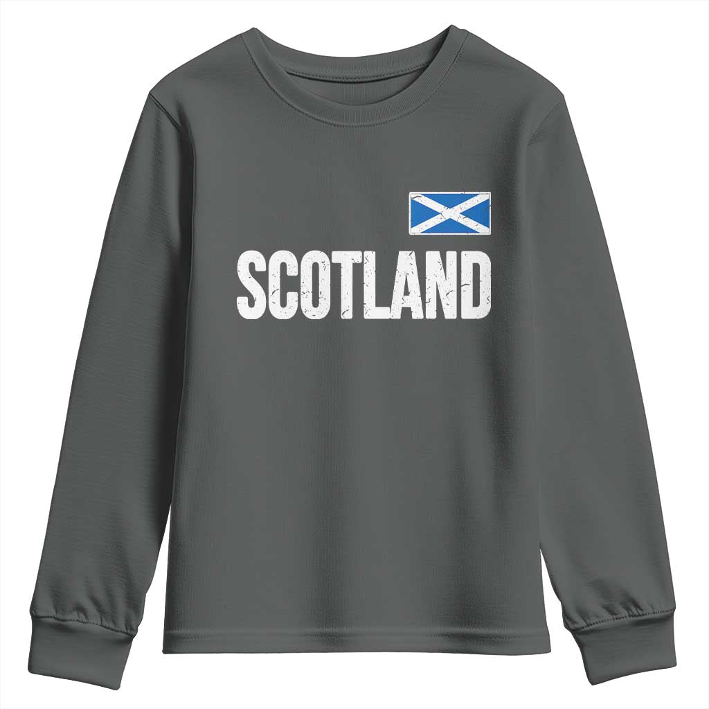 Scotland Saltire Flag Minimalist Athletic College Style Youth Sweatshirt TS02 Dark Heather Print Your Wear