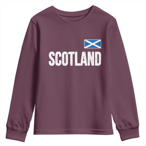 Scotland Saltire Flag Minimalist Athletic College Style Youth Sweatshirt TS02 Maroon Print Your Wear