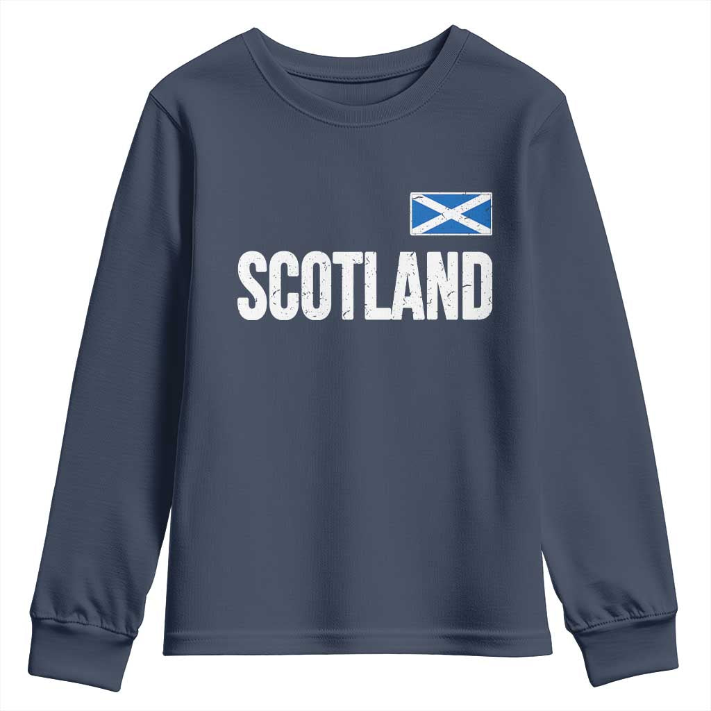 Scotland Saltire Flag Minimalist Athletic College Style Youth Sweatshirt TS02 Navy Print Your Wear