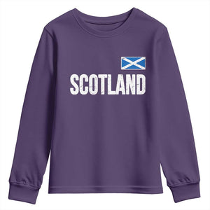Scotland Saltire Flag Minimalist Athletic College Style Youth Sweatshirt TS02 Purple Print Your Wear