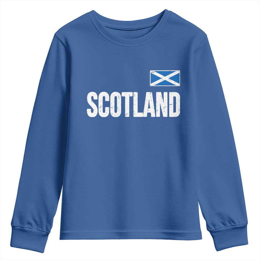 Scotland Saltire Flag Minimalist Athletic College Style Youth Sweatshirt TS02 Royal Blue Print Your Wear