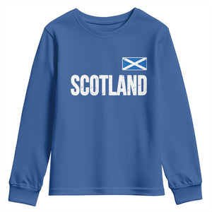 Scotland Saltire Flag Minimalist Athletic College Style Youth Sweatshirt TS02 Royal Blue Print Your Wear