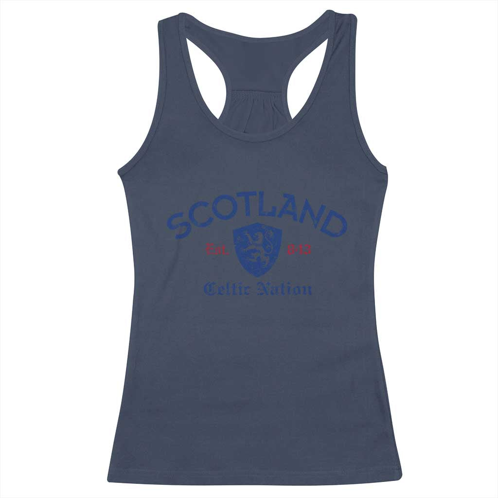 Scotland Celtic Nation Est 843 Racerback Tank Top Lion Rampant Shield Patriotic Scottish Heritage TS02 Navy Print Your Wear