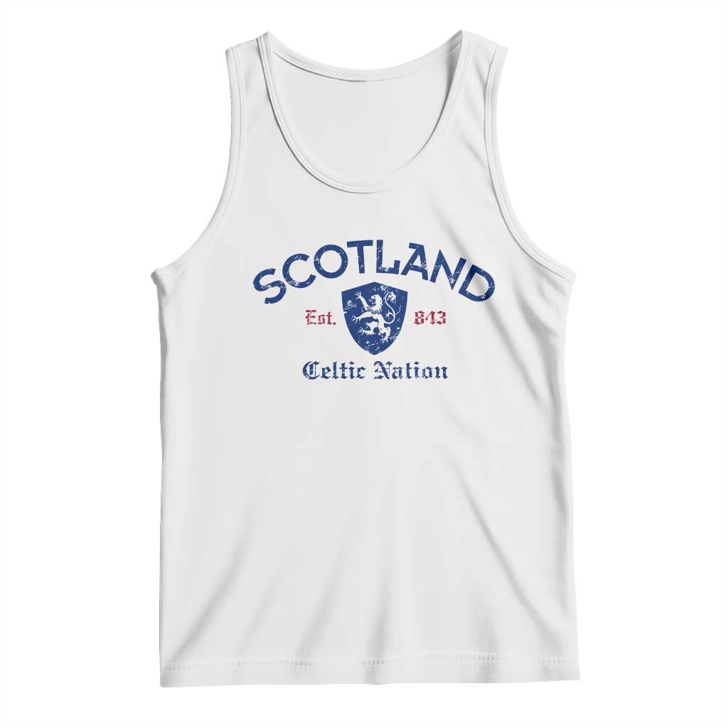 Scotland Celtic Nation Est 843 Tank Top Lion Rampant Shield Patriotic Scottish Heritage TS02 White Print Your Wear