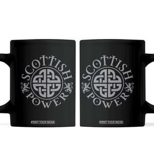 Scottish Power Celtic Knotwork Shield Emblem Coffee Mug Traditional Tribal Heritage Scottish Pride TS02 Black Print Your Wear