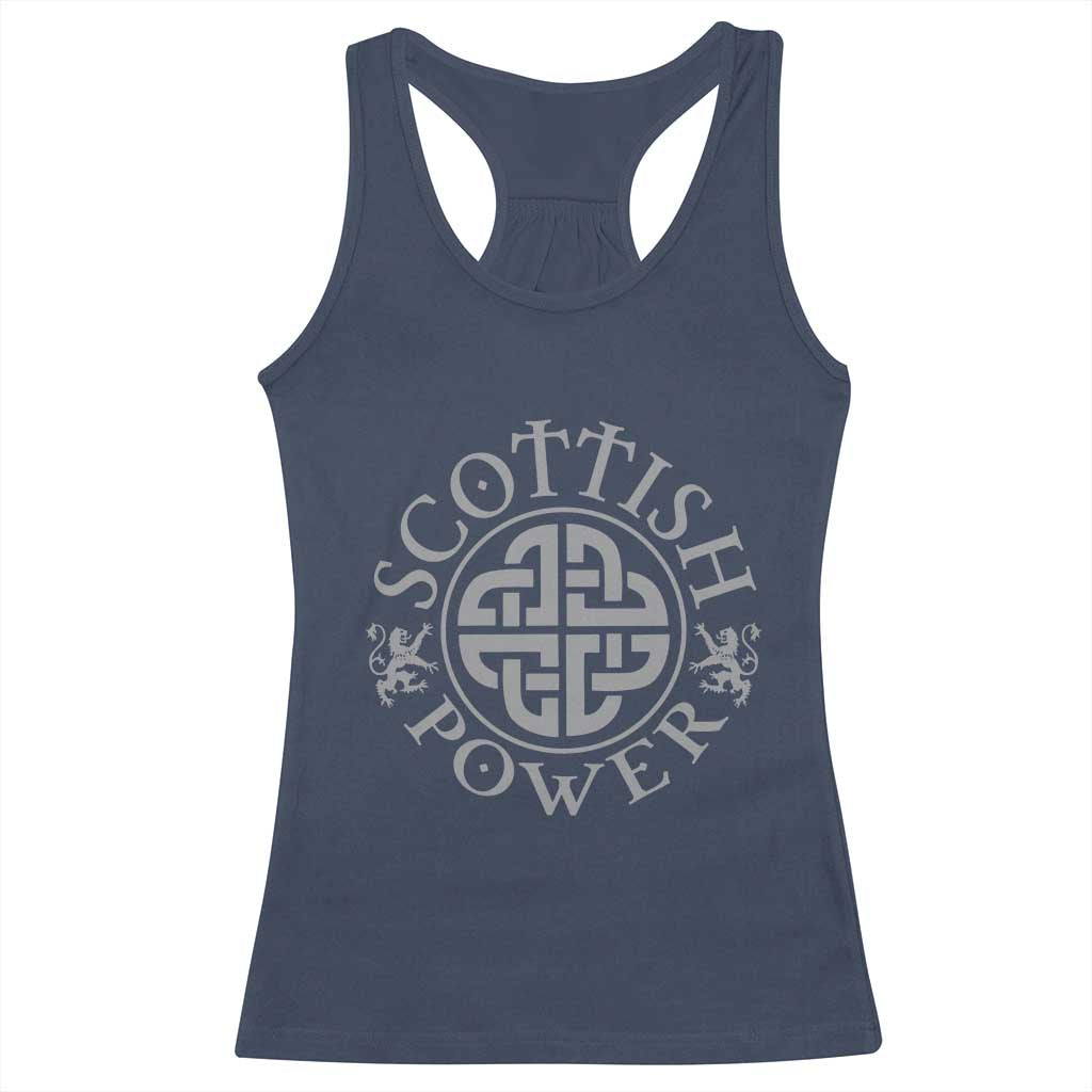 Scottish Power Celtic Knotwork Shield Emblem Racerback Tank Top Traditional Tribal Heritage Scottish Pride TS02 Navy Print Your Wear