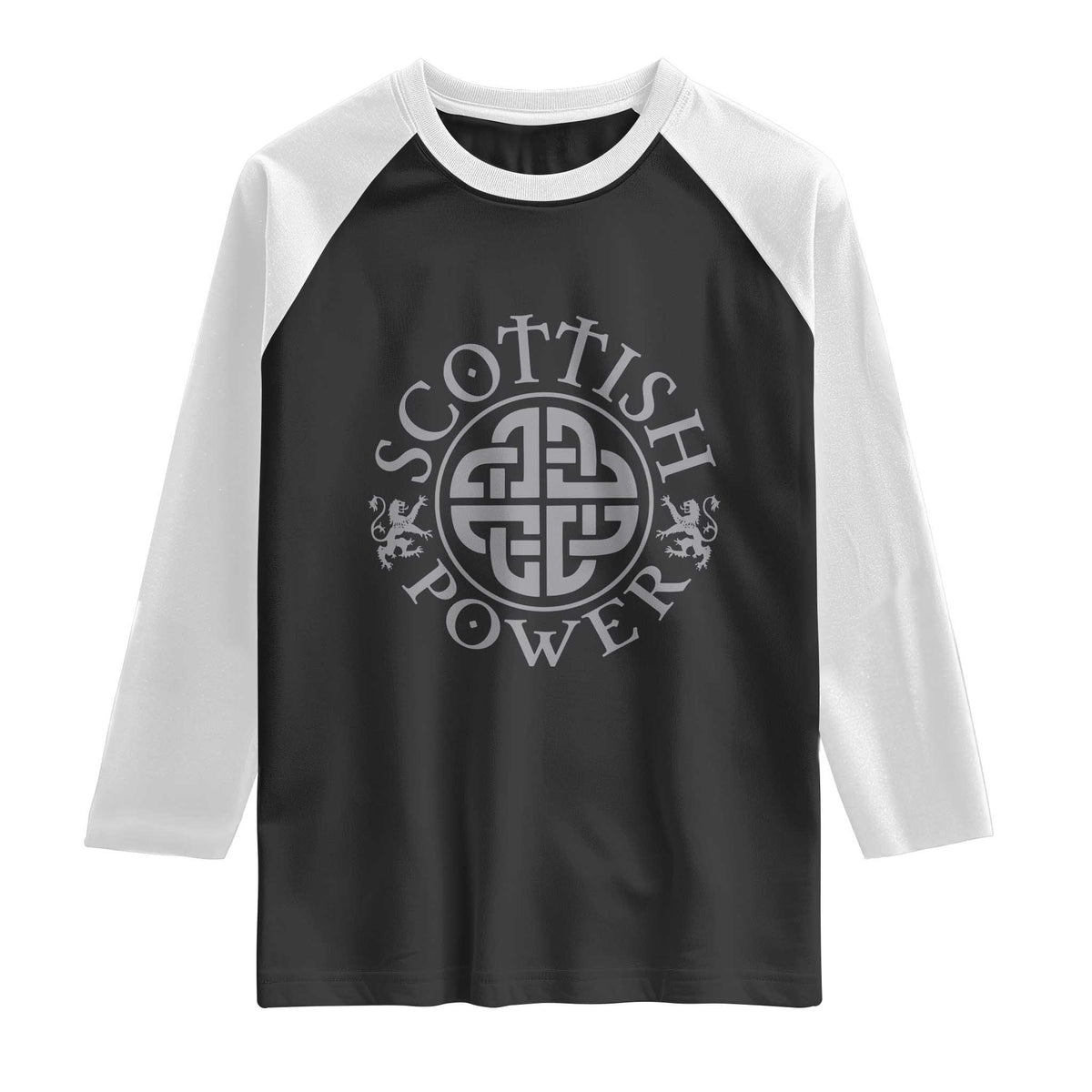 Scottish Power Celtic Knotwork Shield Emblem Raglan Shirt Traditional Tribal Heritage Scottish Pride TS02 Black White Print Your Wear
