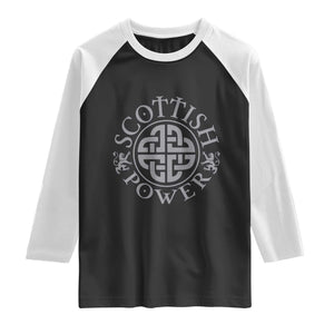 Scottish Power Celtic Knotwork Shield Emblem Raglan Shirt Traditional Tribal Heritage Scottish Pride TS02 Black White Print Your Wear