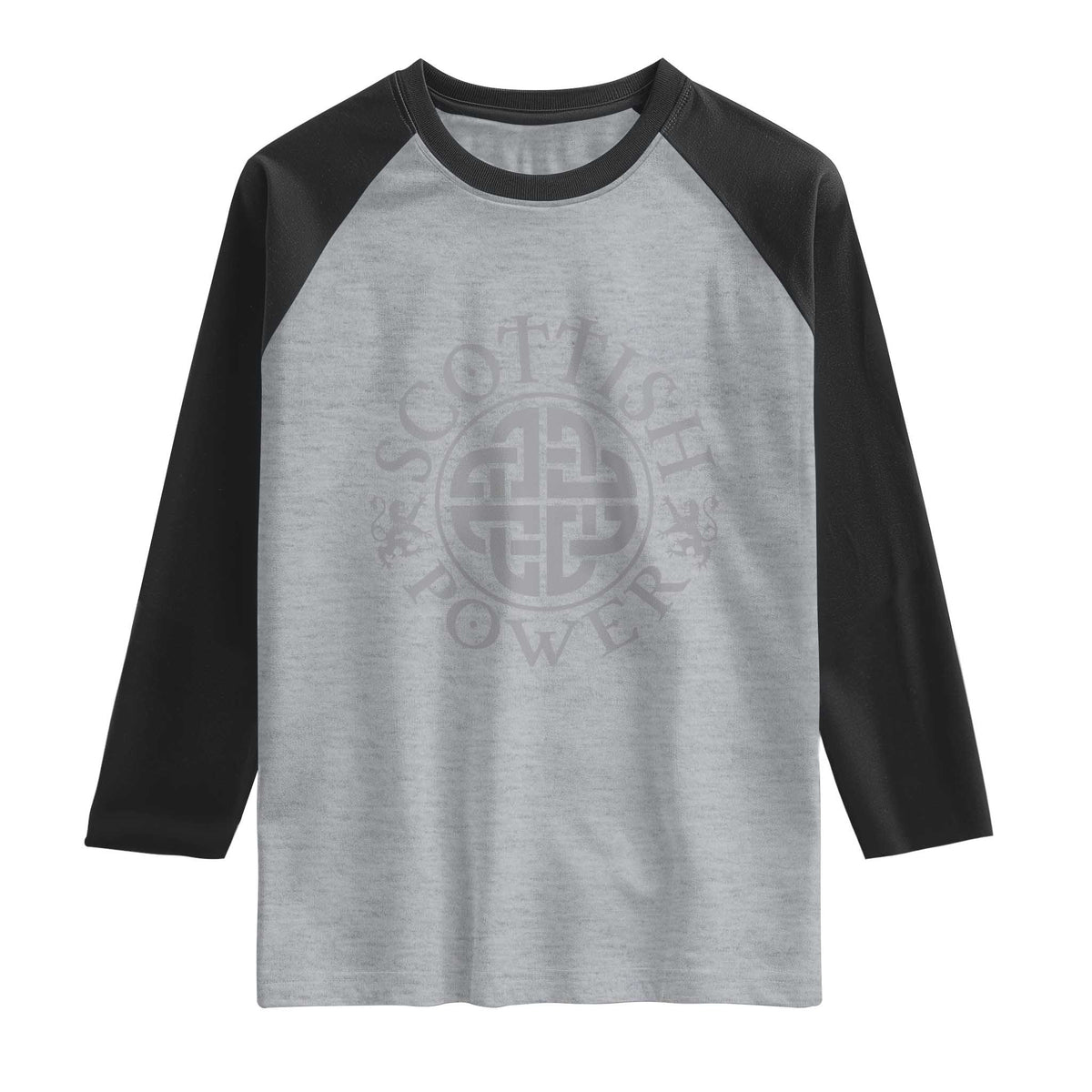 Scottish Power Celtic Knotwork Shield Emblem Raglan Shirt Traditional Tribal Heritage Scottish Pride TS02 Heather Gray Black Print Your Wear