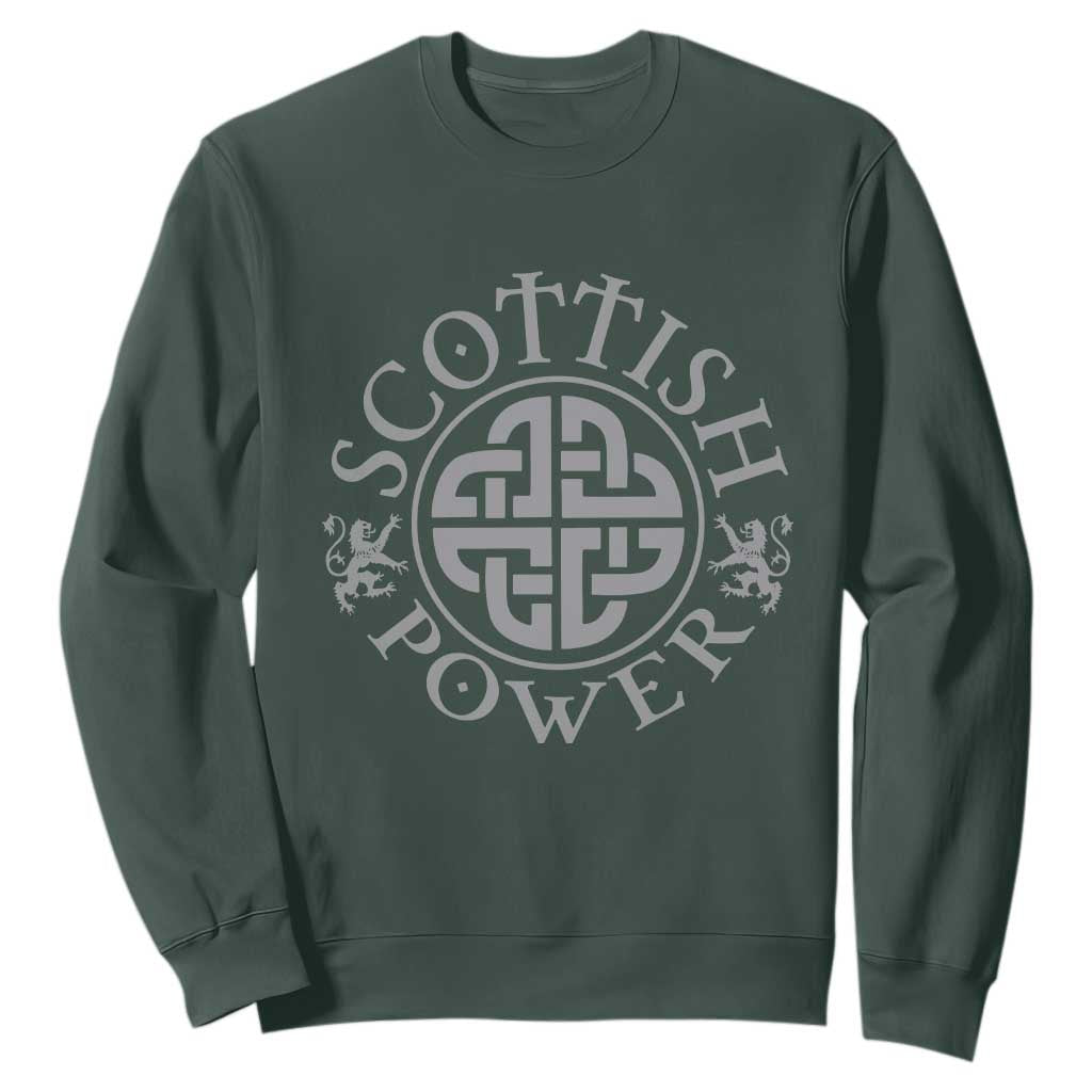 Scottish Power Celtic Knotwork Shield Emblem Sweatshirt Traditional Tribal Heritage Scottish Pride TS02 Dark Forest Green Print Your Wear