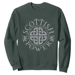 Scottish Power Celtic Knotwork Shield Emblem Sweatshirt Traditional Tribal Heritage Scottish Pride TS02 Dark Forest Green Print Your Wear