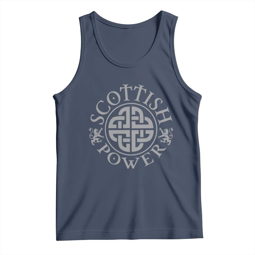 Scottish Power Celtic Knotwork Shield Emblem Tank Top Traditional Tribal Heritage Scottish Pride TS02 Navy Print Your Wear