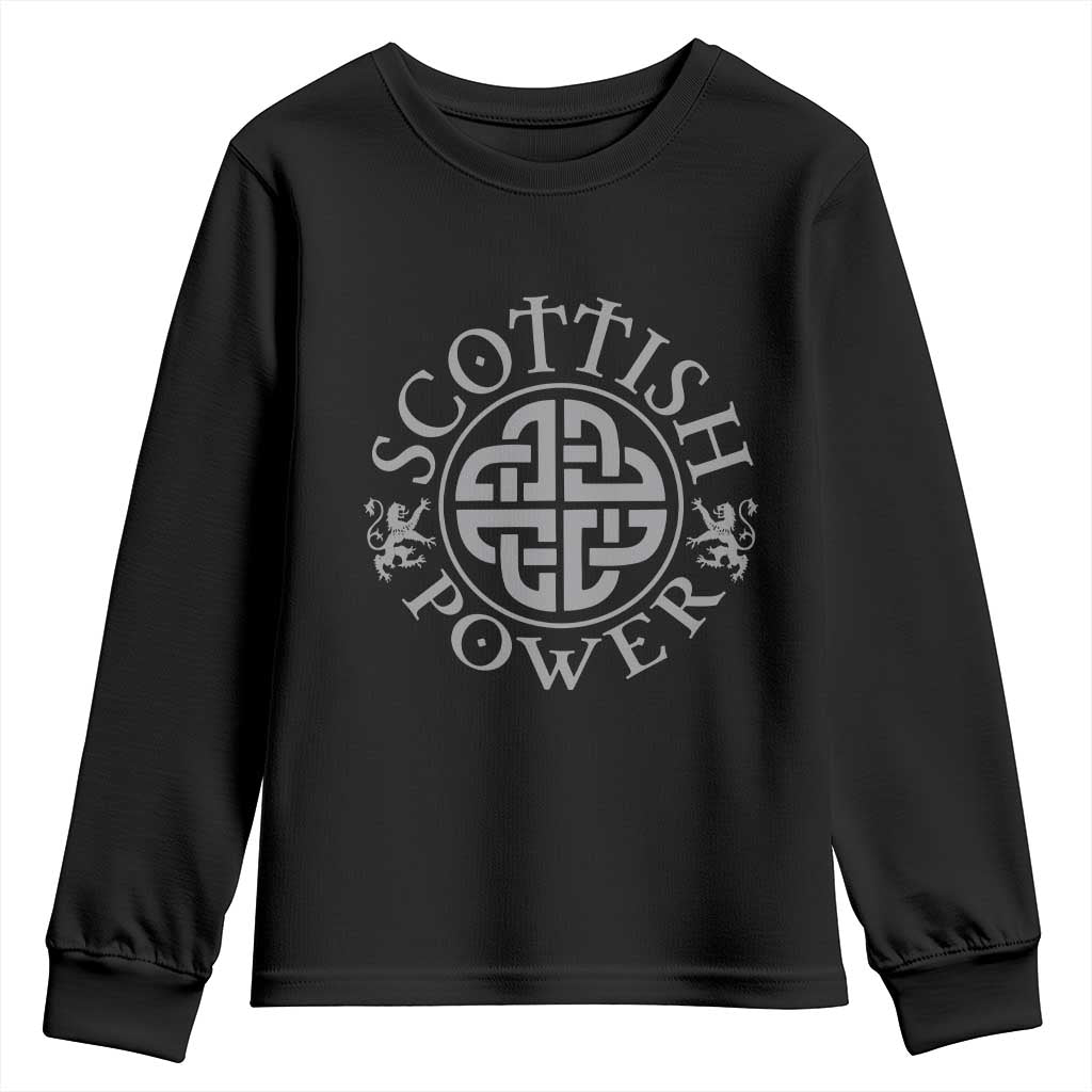Scottish Power Celtic Knotwork Shield Emblem Youth Sweatshirt Traditional Tribal Heritage Scottish Pride TS02 Black Print Your Wear