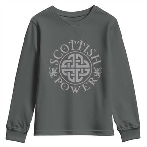 Scottish Power Celtic Knotwork Shield Emblem Youth Sweatshirt Traditional Tribal Heritage Scottish Pride TS02 Dark Heather Print Your Wear