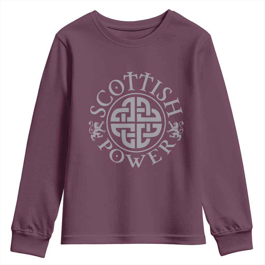 Scottish Power Celtic Knotwork Shield Emblem Youth Sweatshirt Traditional Tribal Heritage Scottish Pride TS02 Maroon Print Your Wear