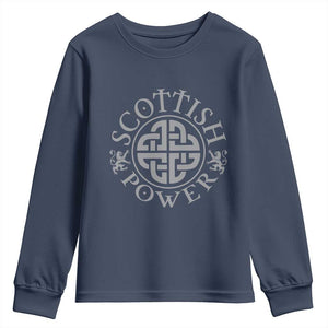 Scottish Power Celtic Knotwork Shield Emblem Youth Sweatshirt Traditional Tribal Heritage Scottish Pride TS02 Navy Print Your Wear