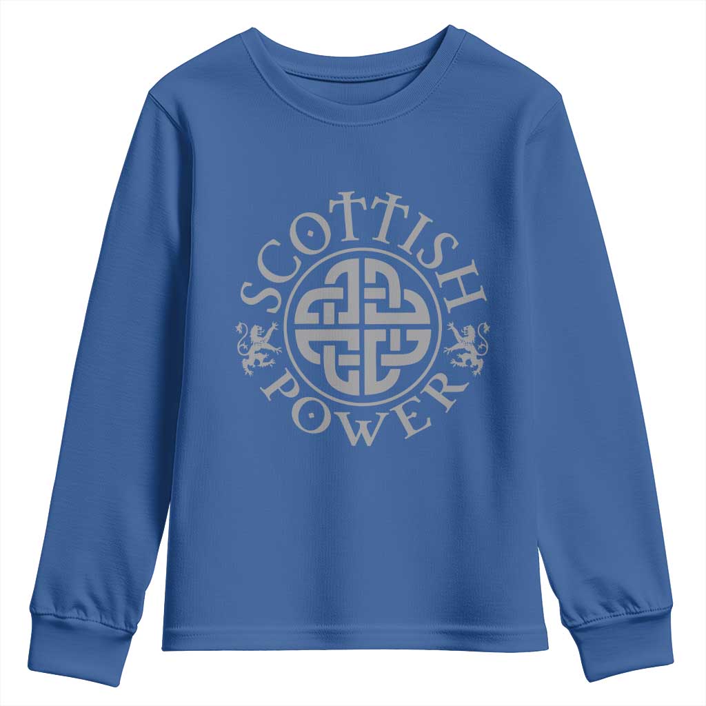 Scottish Power Celtic Knotwork Shield Emblem Youth Sweatshirt Traditional Tribal Heritage Scottish Pride TS02 Royal Blue Print Your Wear