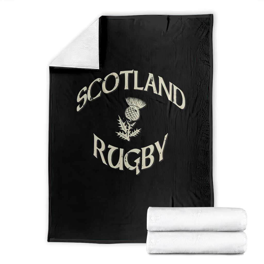 Scotland Rugby Distressed Vintage Traditional Thistle Throw Blanket Sports Fan Game Day TS02 Black Print Your Wear