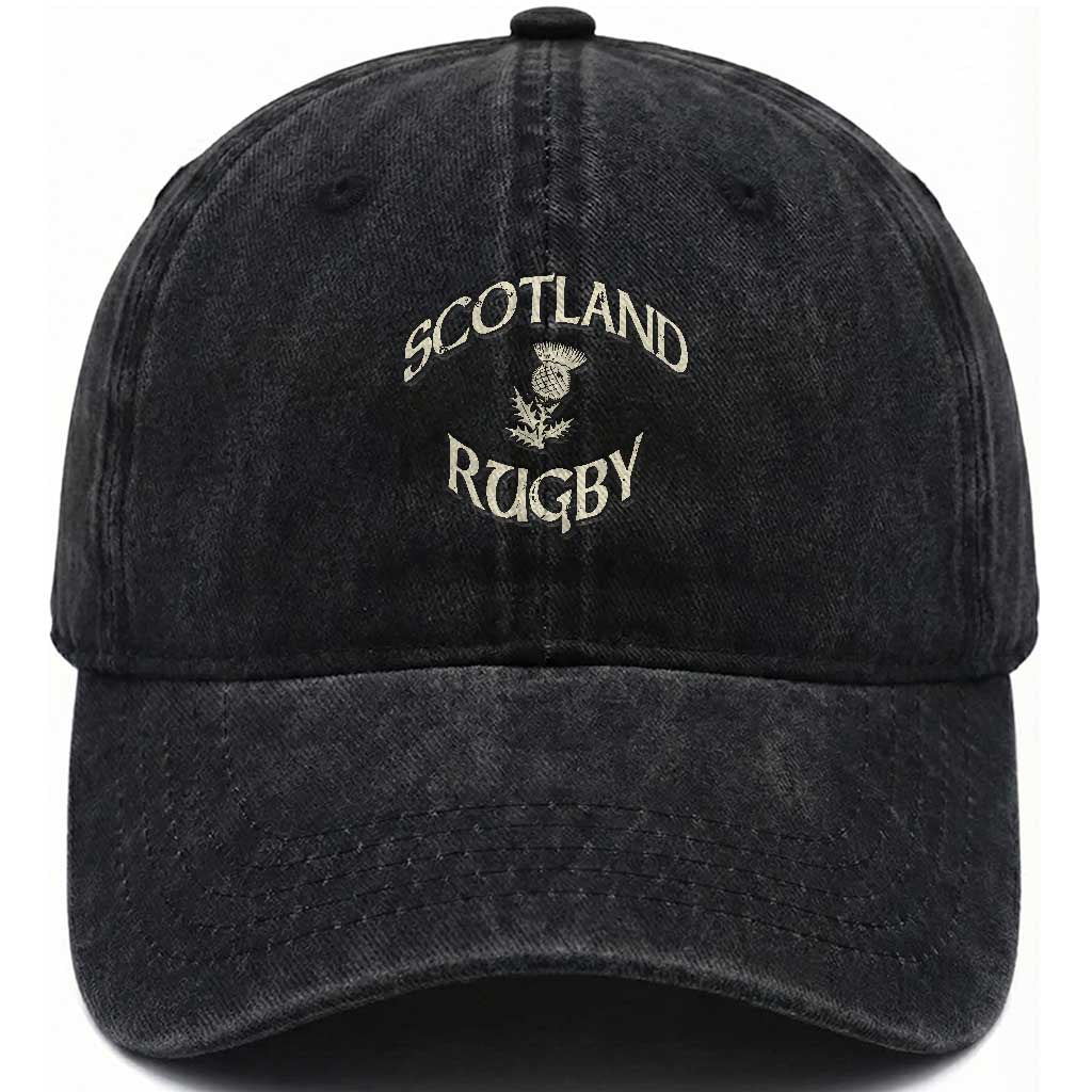 Scotland Rugby Distressed Vintage Traditional Thistle Washed Cotton Baseball Cap Sports Fan Game Day TS02 Print Your Wear