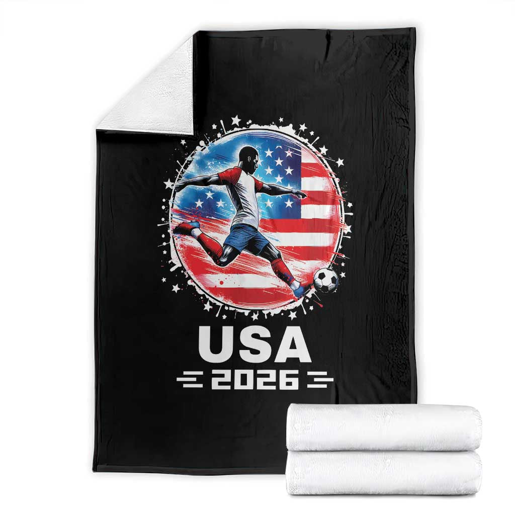 USA Soccer Patriotic Player 2026 Graphic Throw Blanket United States Football Fan Spirit TS02 Black Print Your Wear