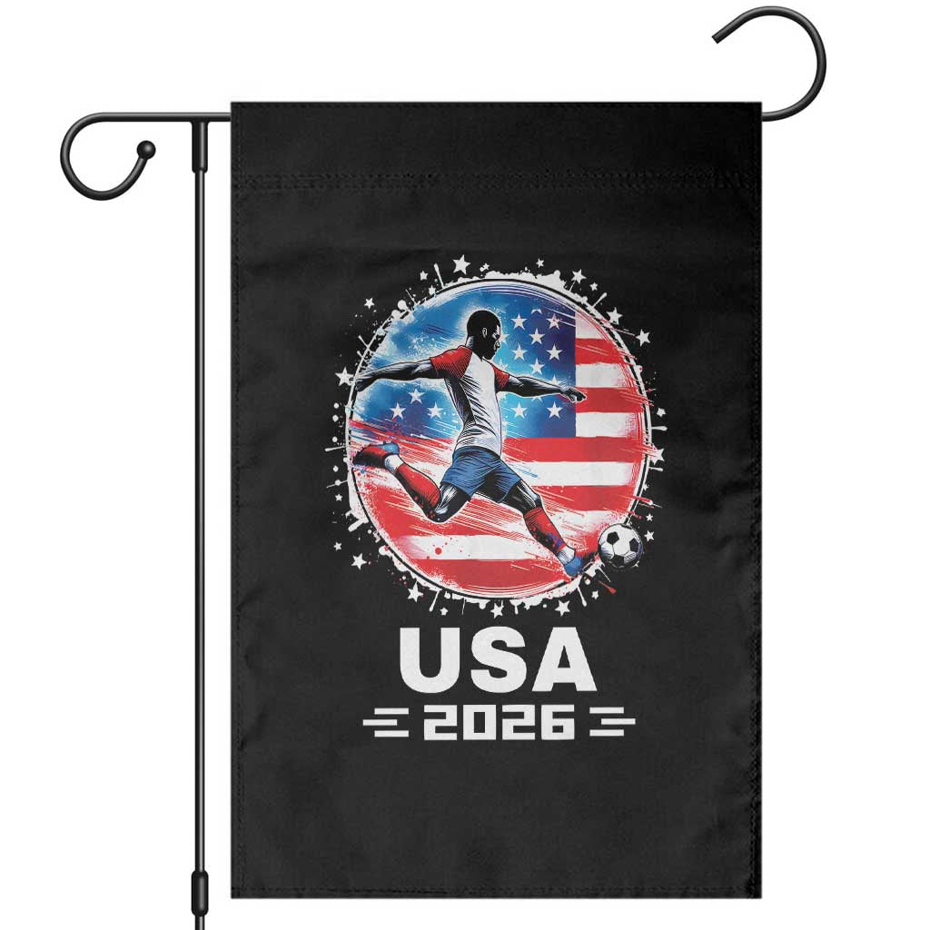 USA Soccer Patriotic Player 2026 Graphic Garden Flag United States Football Fan Spirit TS02 Black Print Your Wear