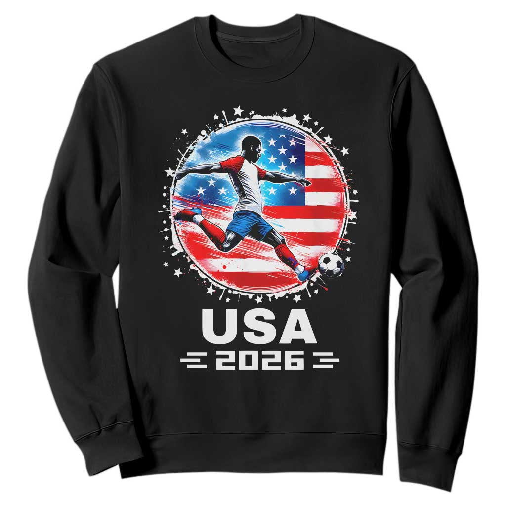 USA Soccer Patriotic Player 2026 Graphic Sweatshirt United States Football Fan Spirit TS02 Black Print Your Wear