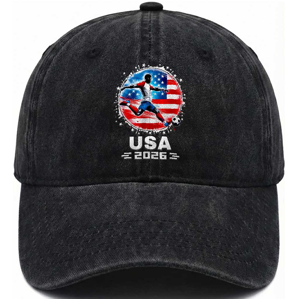 USA Soccer Patriotic Player 2026 Graphic Washed Cotton Baseball Cap United States Football Fan Spirit TS02 Print Your Wear
