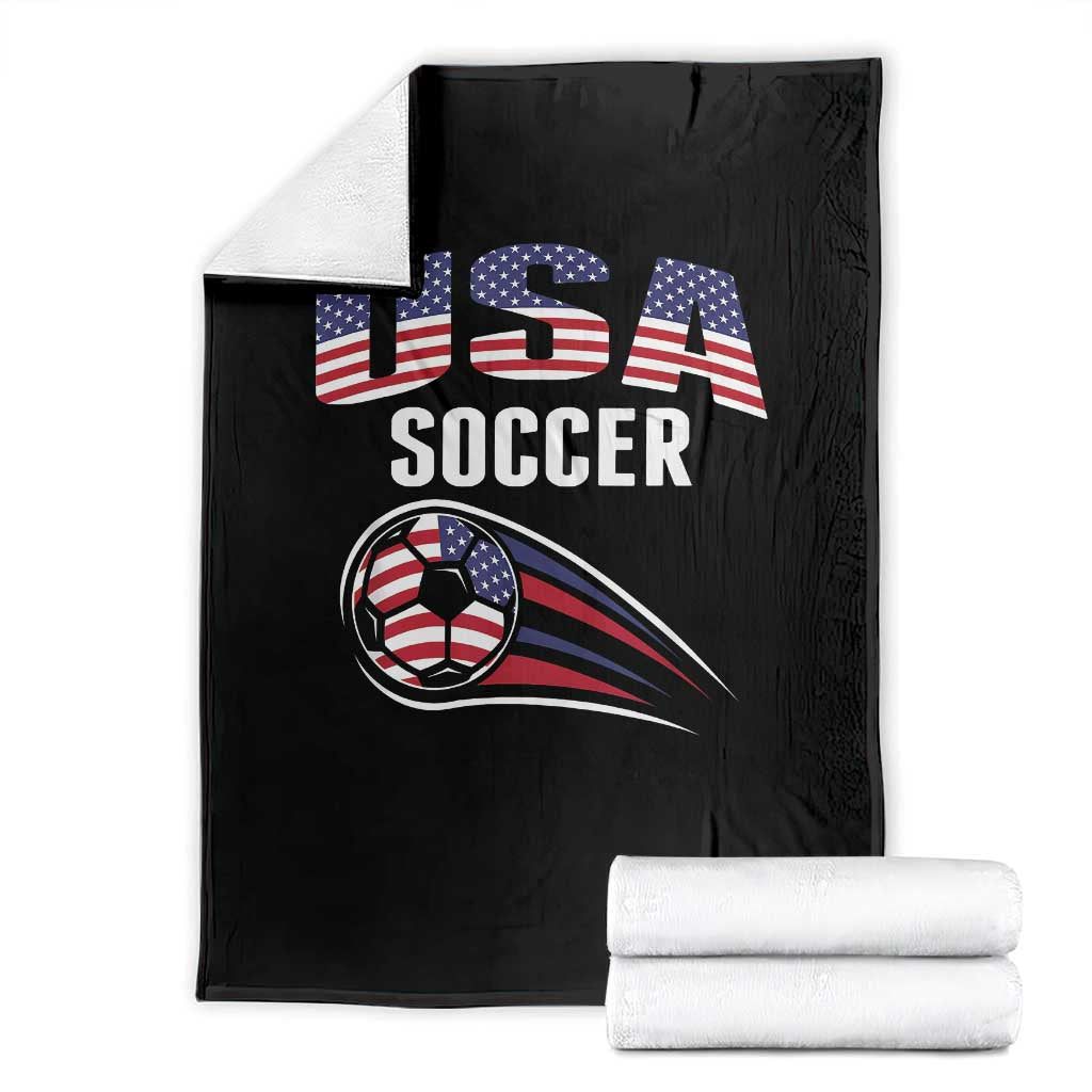 Patriotic USA Soccer Stars and Stripes Graphic Throw Blanket American Football Fan Game Day Spirit TS02 Black Print Your Wear