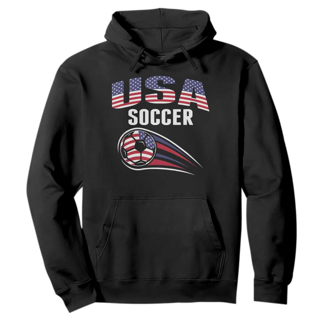 Patriotic USA Soccer Stars and Stripes Graphic Hoodie American Football Fan Game Day Spirit TS02 Black Print Your Wear