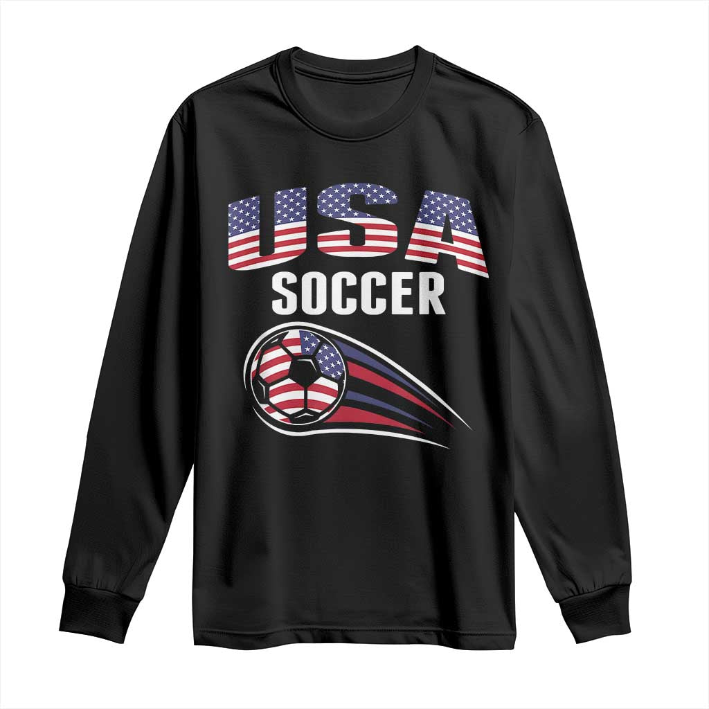 Patriotic USA Soccer Stars and Stripes Graphic Long Sleeve Shirt American Football Fan Game Day Spirit TS02 Black Print Your Wear