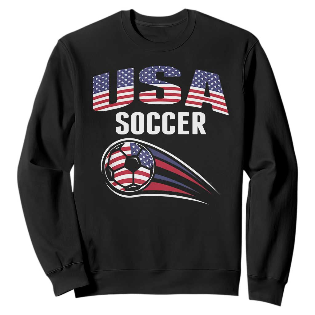 Patriotic USA Soccer Stars and Stripes Graphic Sweatshirt American Football Fan Game Day Spirit TS02 Black Print Your Wear
