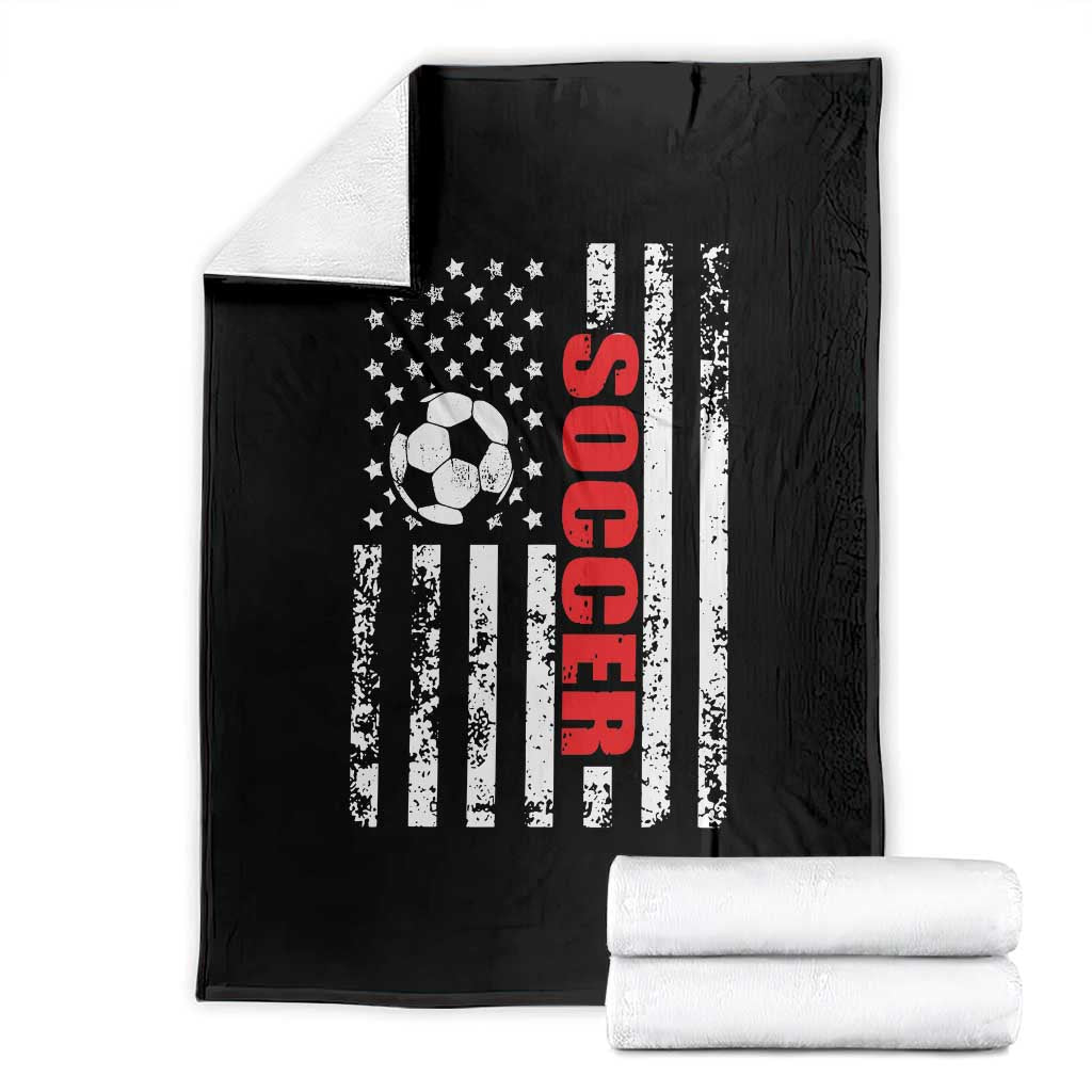 Distressed USA Flag Soccer Player Throw Blanket Patriotic American Football Lover TS02 Black Print Your Wear
