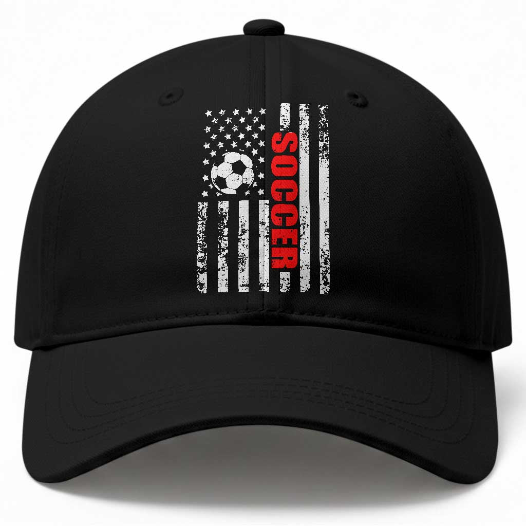 Distressed USA Flag Soccer Player Baseball Cap Patriotic American Football Lover TS02 Print Your Wear
