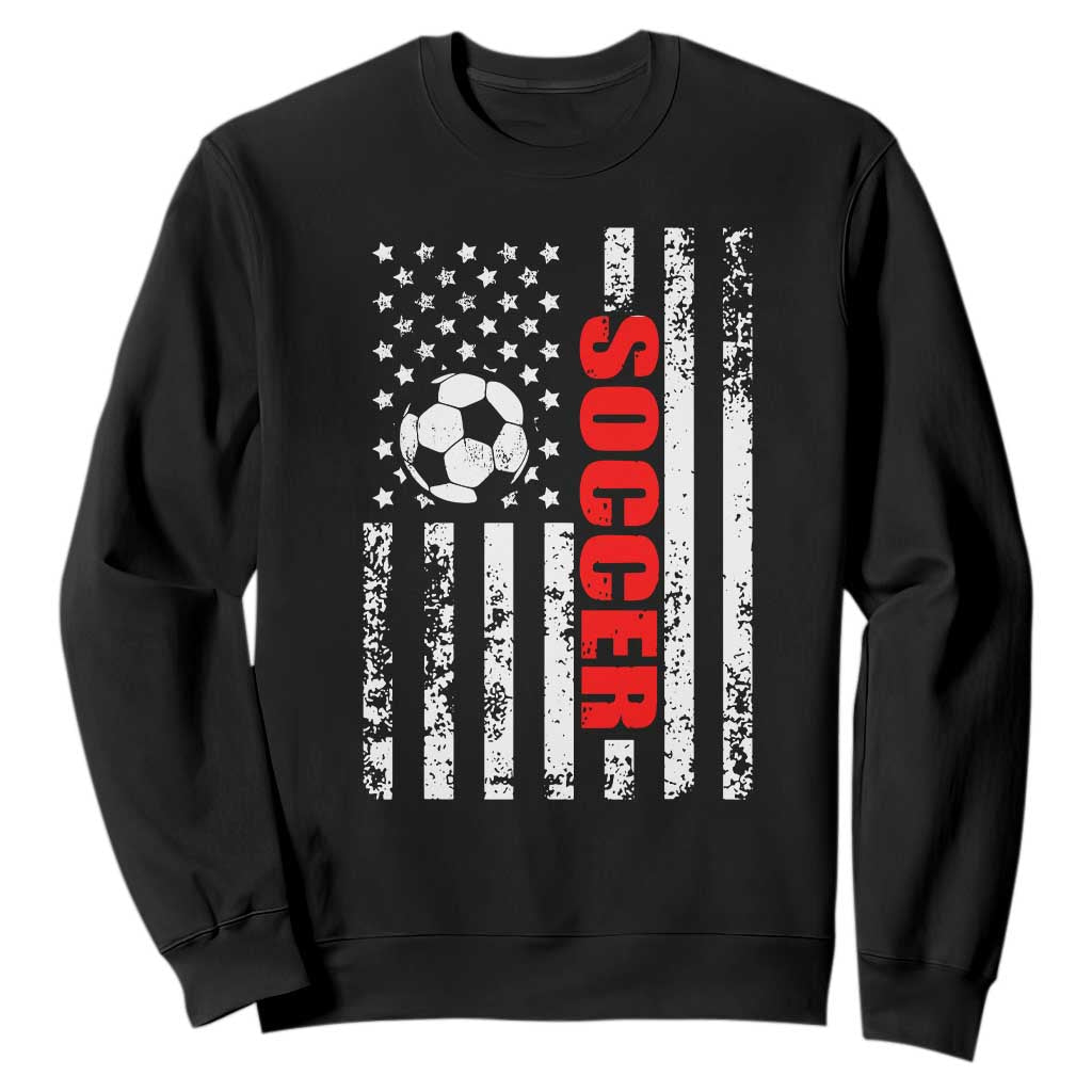 Distressed USA Flag Soccer Player Sweatshirt Patriotic American Football Lover TS02 Black Print Your Wear