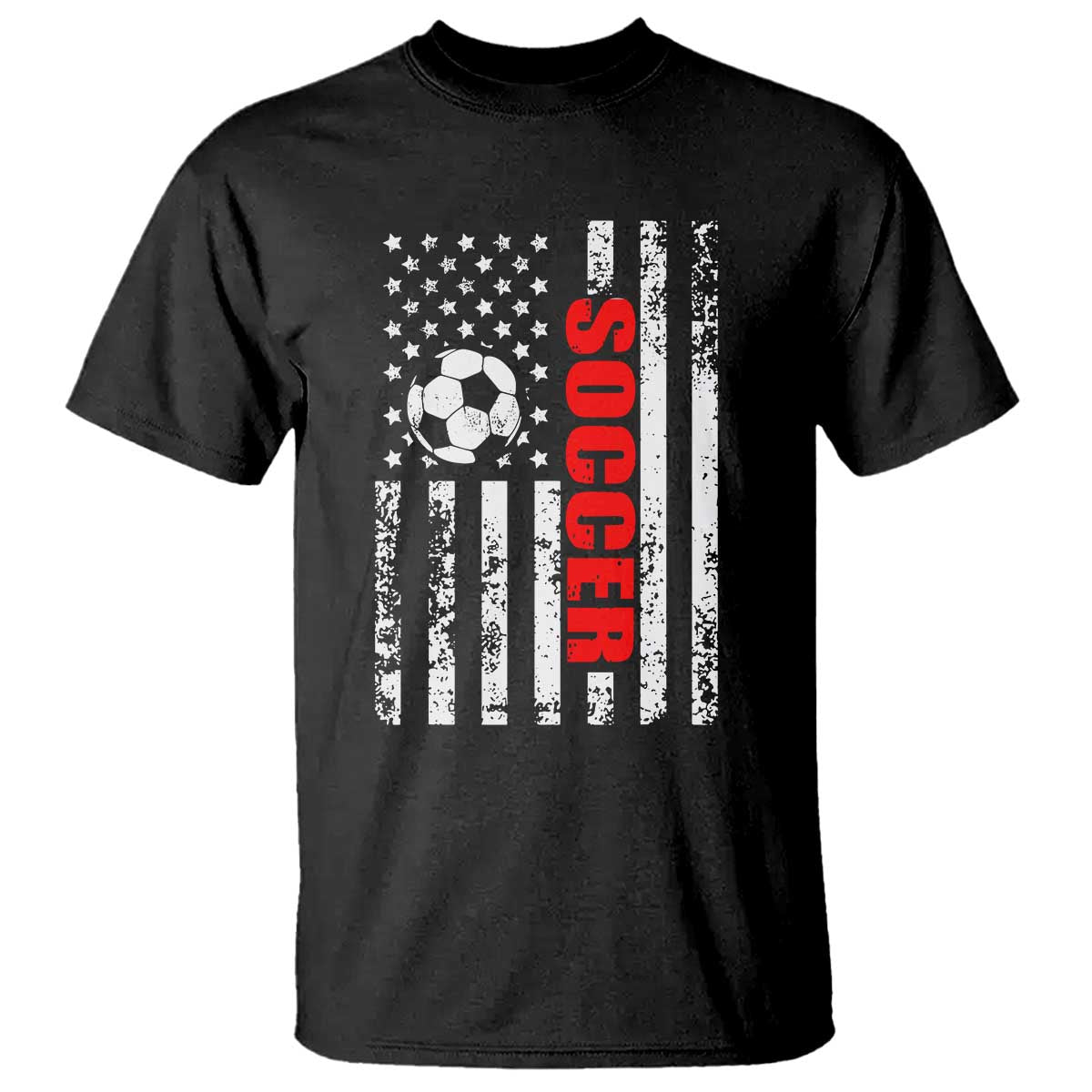 Distressed USA Flag Soccer Player T Shirt Patriotic American Football Lover TS02 Black Print Your Wear