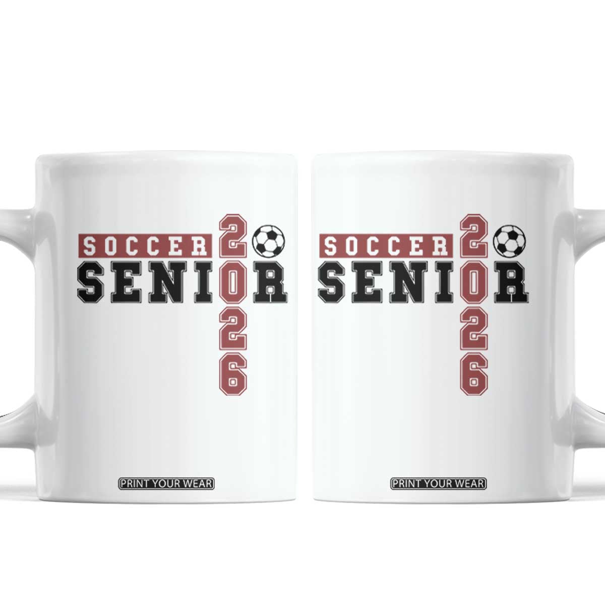 Soccer Senior Class of 2026 Typography Graphic Coffee Mug High School Varsity Athlete Graduation Gift TS02 White Print Your Wear