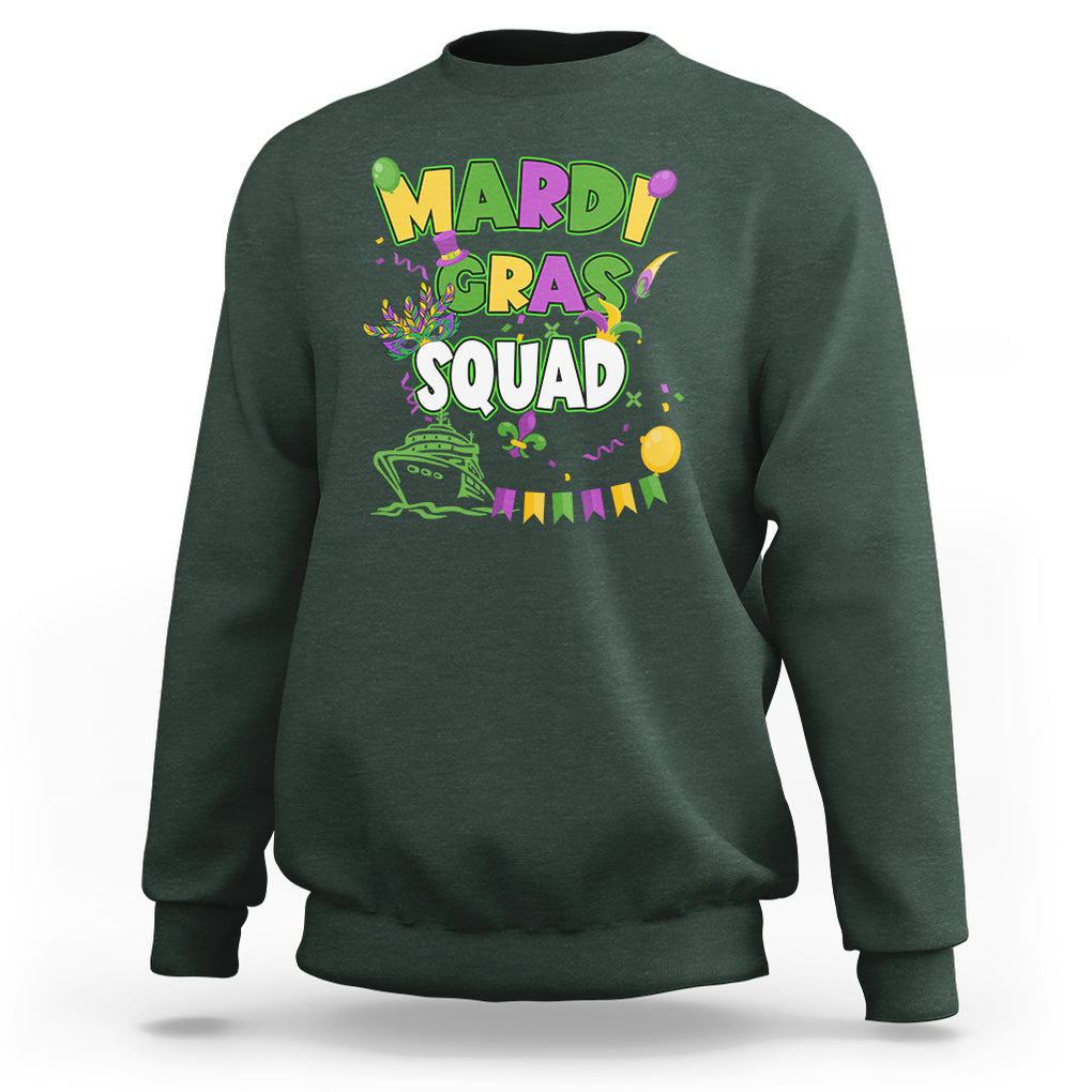 Mardi Gras Squad Sweatshirt Matching Group Family Vacation Party TS02 Dark Forest Green Printyourwear
