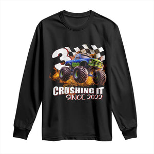 Monster Truck Birthday Long Sleeve Shirt Happy 3rd Bday Party 3 Years Old Boy TS02 Black Print Your Wear