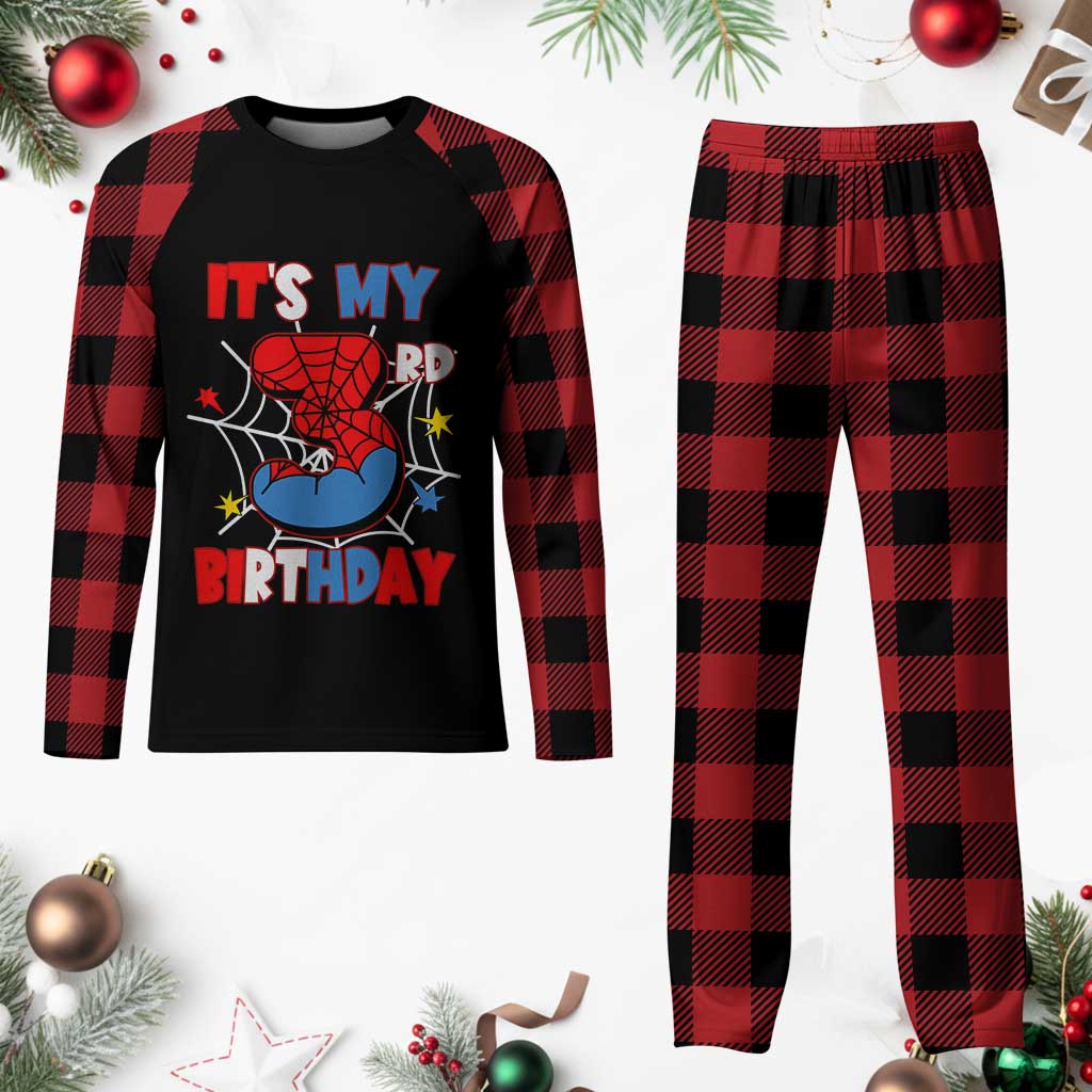 Spider Birthday Plaid Pajama Set It's My 3rd Bday Party 3 Years Old Boy TS02 Buffalo Plaid Print Your Wear