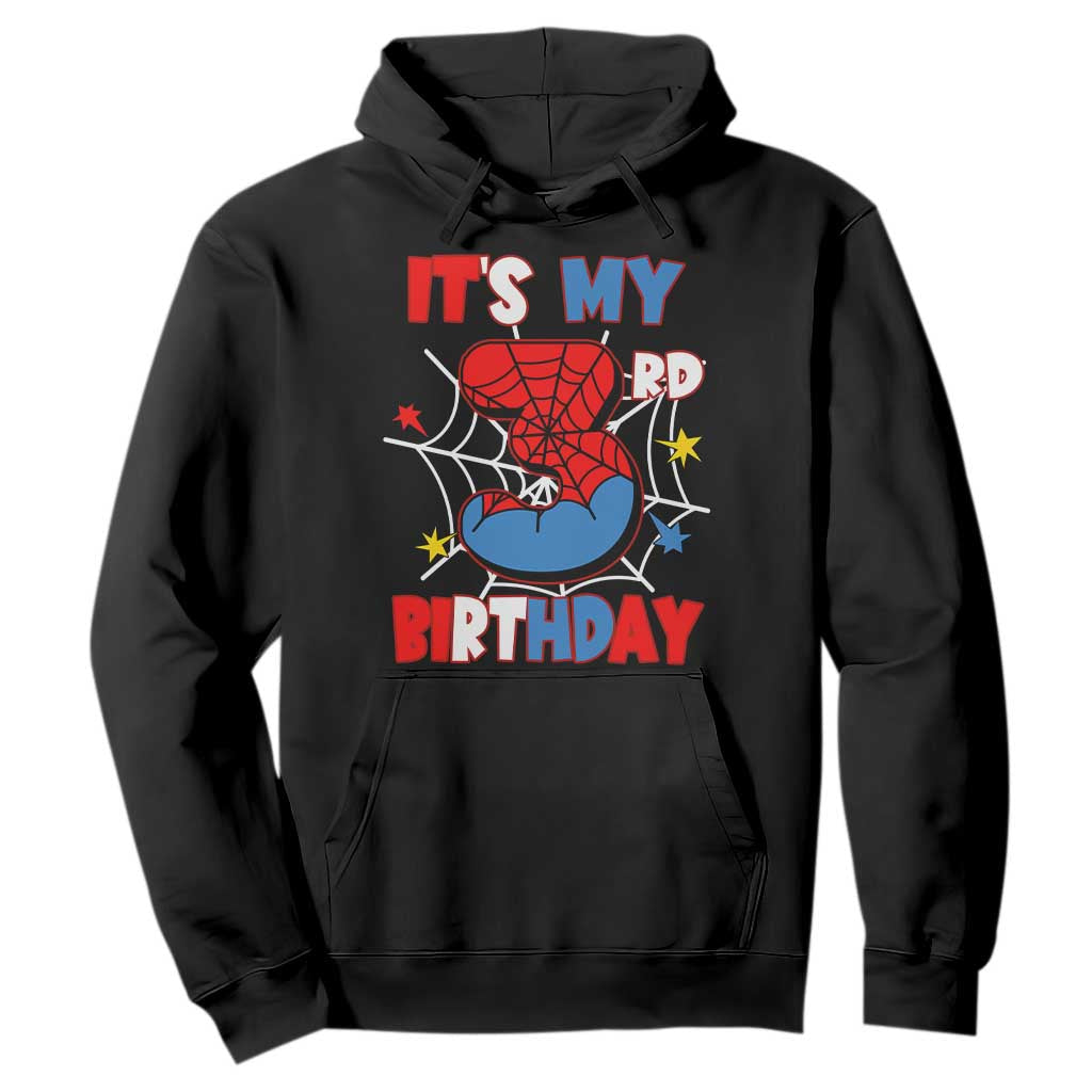 Spider Birthday Hoodie It's My 3rd Bday Party 3 Years Old Boy TS02 Black Print Your Wear