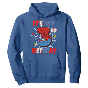 Spider Birthday Hoodie It's My 3rd Bday Party 3 Years Old Boy TS02 Royal Blue Print Your Wear