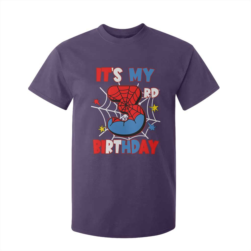 Spider Birthday T Shirt For Kid It's My 3rd Bday Party 3 Years Old Boy TS02 Purple Print Your Wear