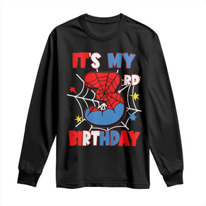 Spider Birthday Long Sleeve Shirt It's My 3rd Bday Party 3 Years Old Boy TS02 Black Print Your Wear