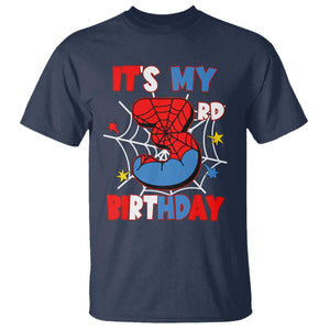 Spider Birthday T Shirt It's My 3rd Bday Party 3 Years Old Boy TS02 Navy Print Your Wear