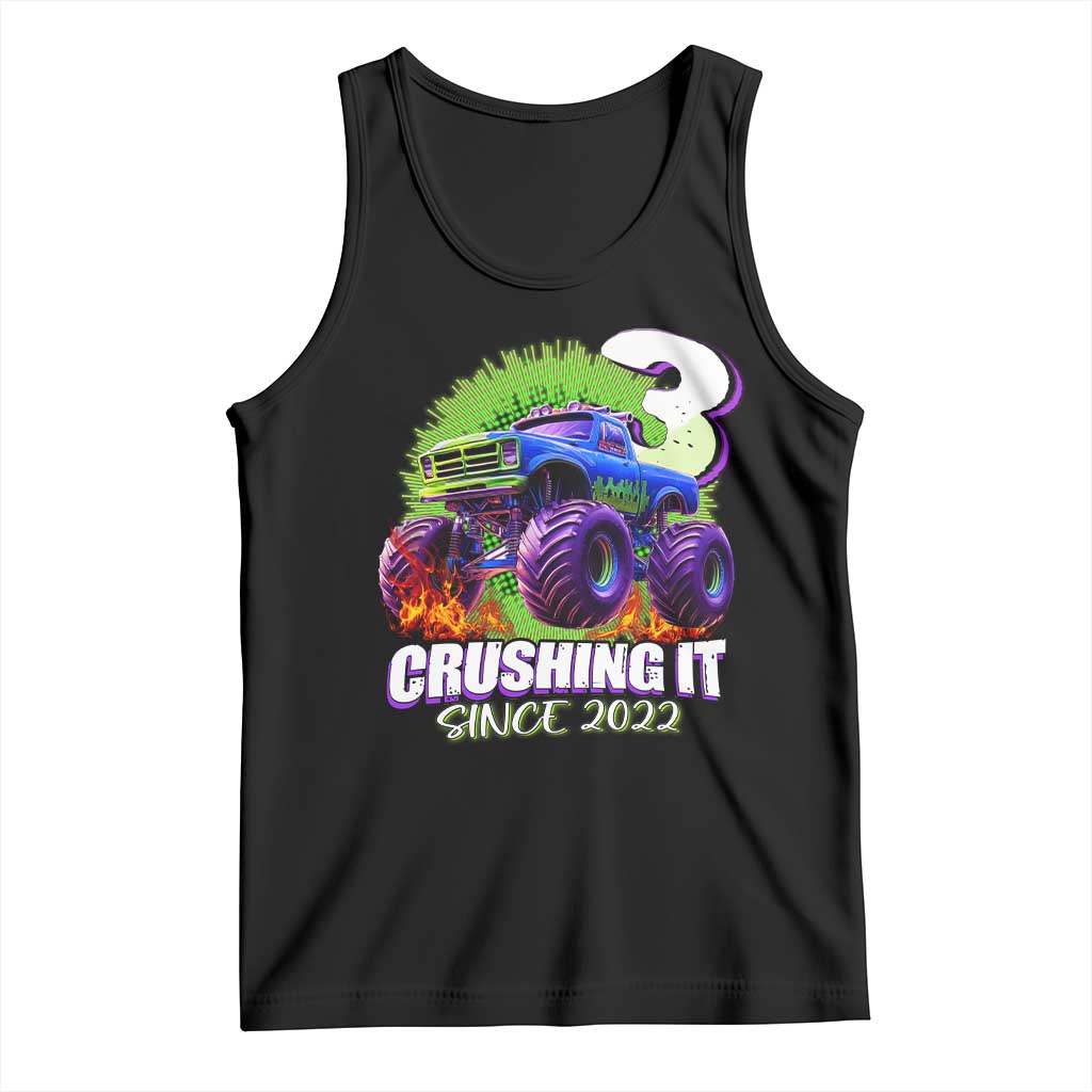 Monster Truck Birthday Tank Top 3 Years Old Boys Happy 3rd Bday Party TS02 Black Print Your Wear