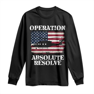 Operation Absolute Resolve Long Sleeve Shirt US Military Extraction Mission American Flag TS02 Black Print Your Wear