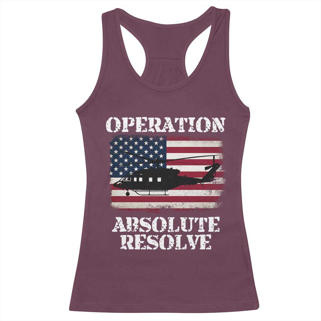 Operation Absolute Resolve Racerback Tank Top US Military Extraction Mission American Flag TS02 Maroon Print Your Wear
