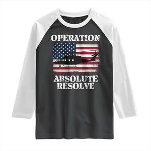 Operation Absolute Resolve Raglan Shirt US Military Extraction Mission American Flag TS02 Black White Print Your Wear