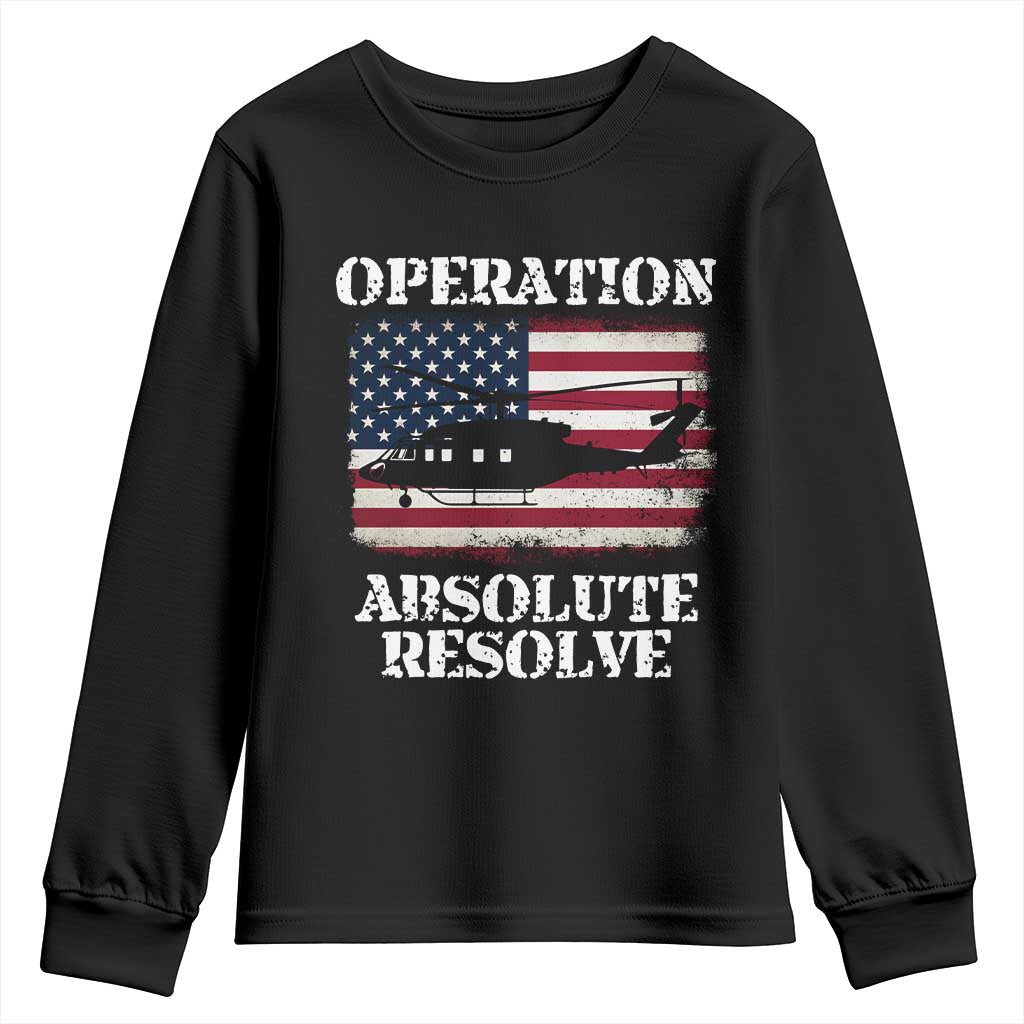 Operation Absolute Resolve Youth Sweatshirt US Military Extraction Mission American Flag TS02 Black Print Your Wear
